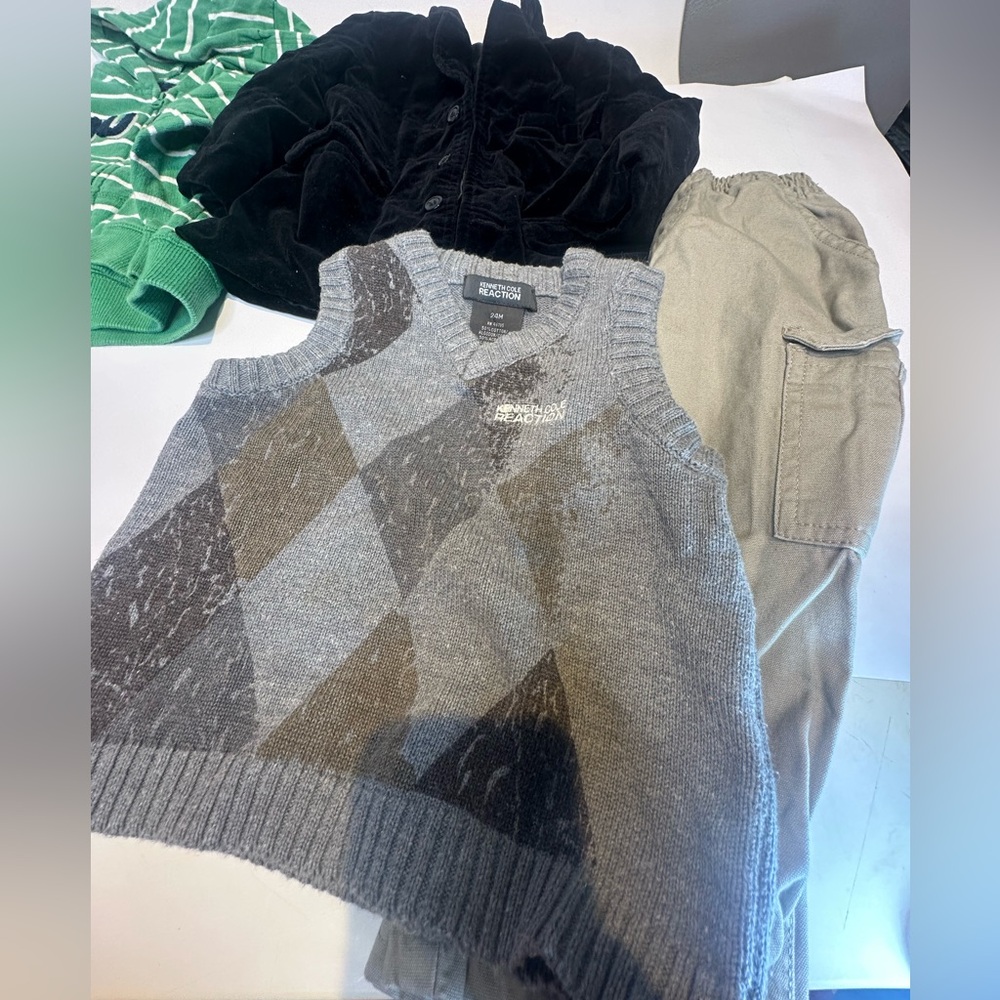 Kenneth Cole Reaction Green Striped Hooded Zip Sweater - Picture 5 of 7